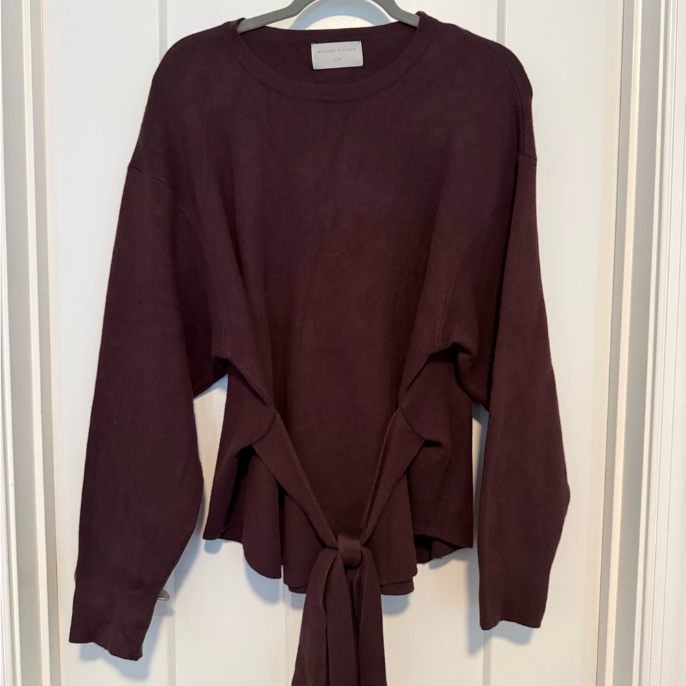 Modern Citizen Burgundy Tie-Front Sweatshirt